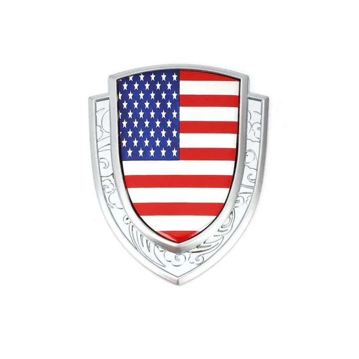 American Flag National Shield Silver Emblem