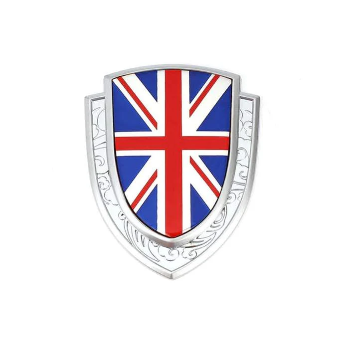 British Flag National Shield Silver Emblem