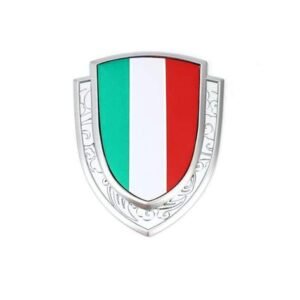 Italian Flag National Shield Silver Emblem